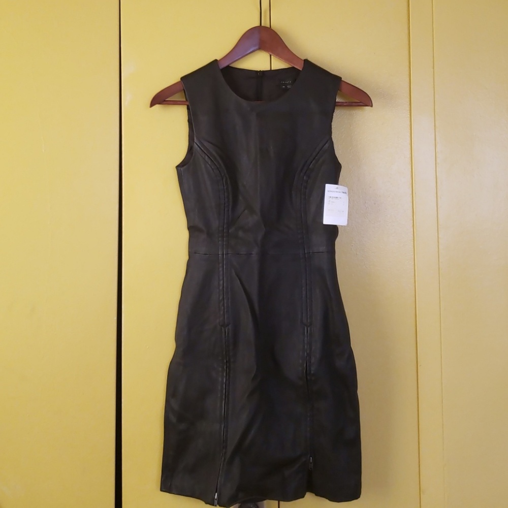 Theory Black Leather Dress